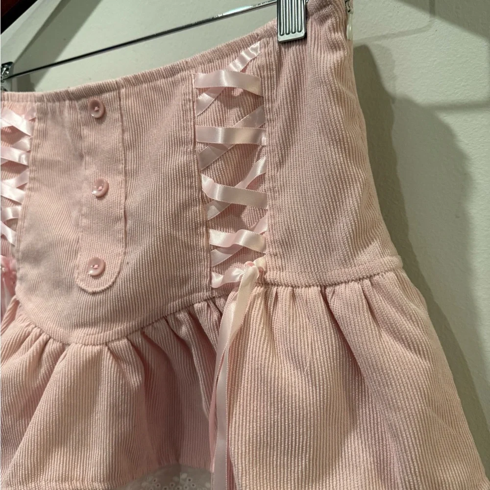 Pink Lace-Up Skirt Size S - Picture 2 of 6